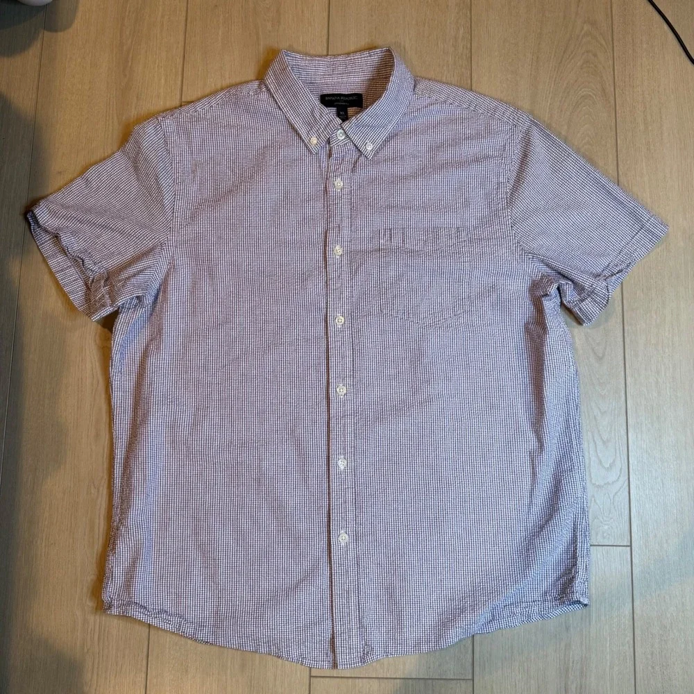 Banana Republic Button down Shirt Mens XL Seersucker Micro Check Short Sleeve